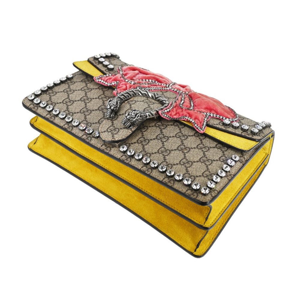 Gucci GG Supreme Monogram Crystal Bow Embroidered Small Dionysus Shoulder Bag - Picture 4 of 7